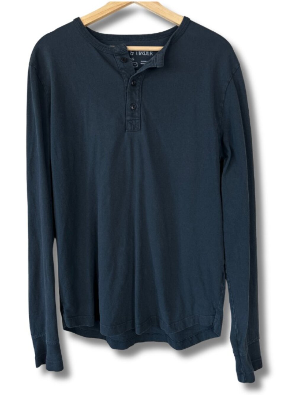 Flint & Tinder Heavyweight Carded Cotton Henley Shirt Men’s Large Black